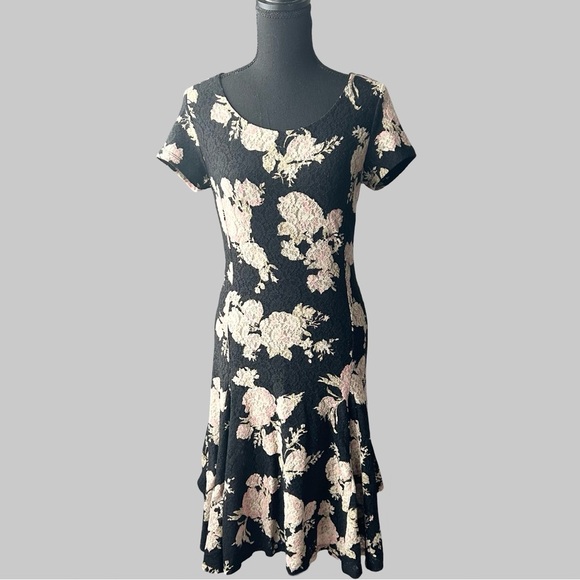 Ralph Lauren Floral Lace Flared Midi Dress - Picture 1 of 12